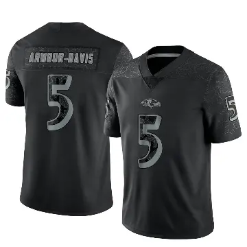 ＃5 Youth Jalyn Armour-Davis Black Limited Baltimore Ravens Reflective Jersey