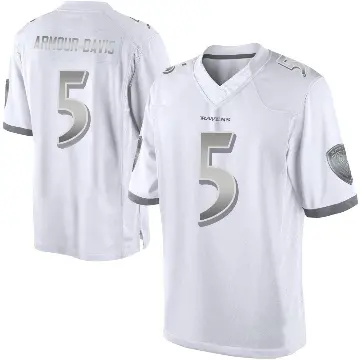＃5 Youth Jalyn Armour-Davis White Limited Baltimore Ravens Platinum Jersey