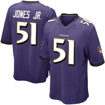 ＃51 Youth Emery Jones Jr. Purple Game Baltimore Ravens Team Color Jersey