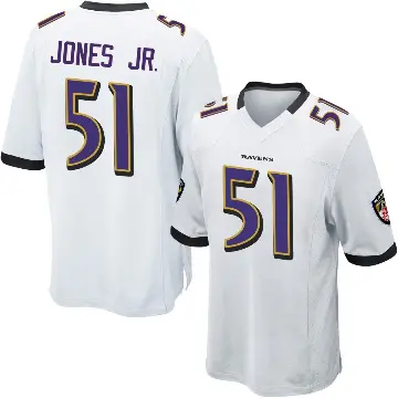 ＃51 Youth Emery Jones Jr. White Game Baltimore Ravens Jersey