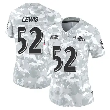 ＃52 Women's Ray Lewis Arctic Camo Limited Baltimore Ravens 2024 Salute to Service Jersey