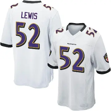 ＃52 Youth Ray Lewis White Game Baltimore Ravens Jersey