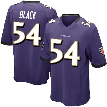 ＃54 Men's Diwun Black Purple Game Baltimore Ravens Team Color Jersey