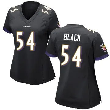 ＃54 Women's Diwun Black Black Game Baltimore Ravens Jersey