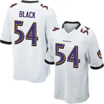 ＃54 Youth Diwun Black White Game Baltimore Ravens Jersey