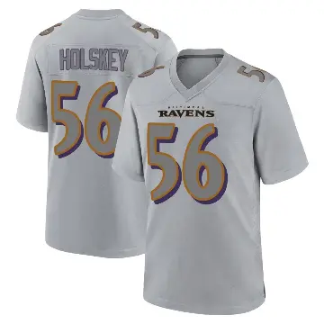 ＃56 Youth Reid Holskey Gray Game Baltimore Ravens Atmosphere Fashion Jersey