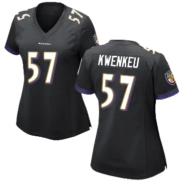 ＃57 Women's William Kwenkeu Black Game Baltimore Ravens Jersey