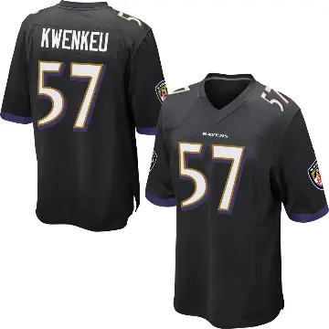＃57 Youth William Kwenkeu Black Game Baltimore Ravens Jersey