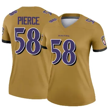 ＃58 Women's Michael Pierce Gold Legend Baltimore Ravens Inverted Jersey