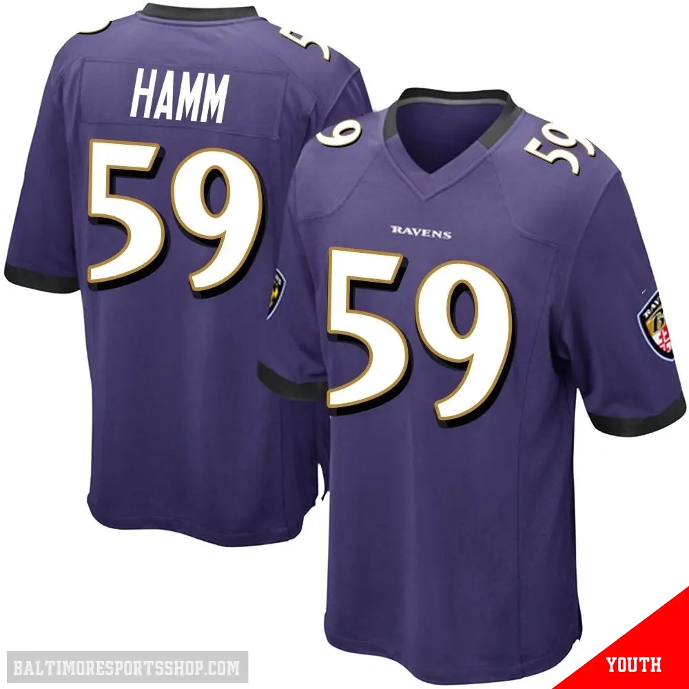 ＃59 Youth Malik Hamm Purple Game Baltimore Ravens Team Color Jersey