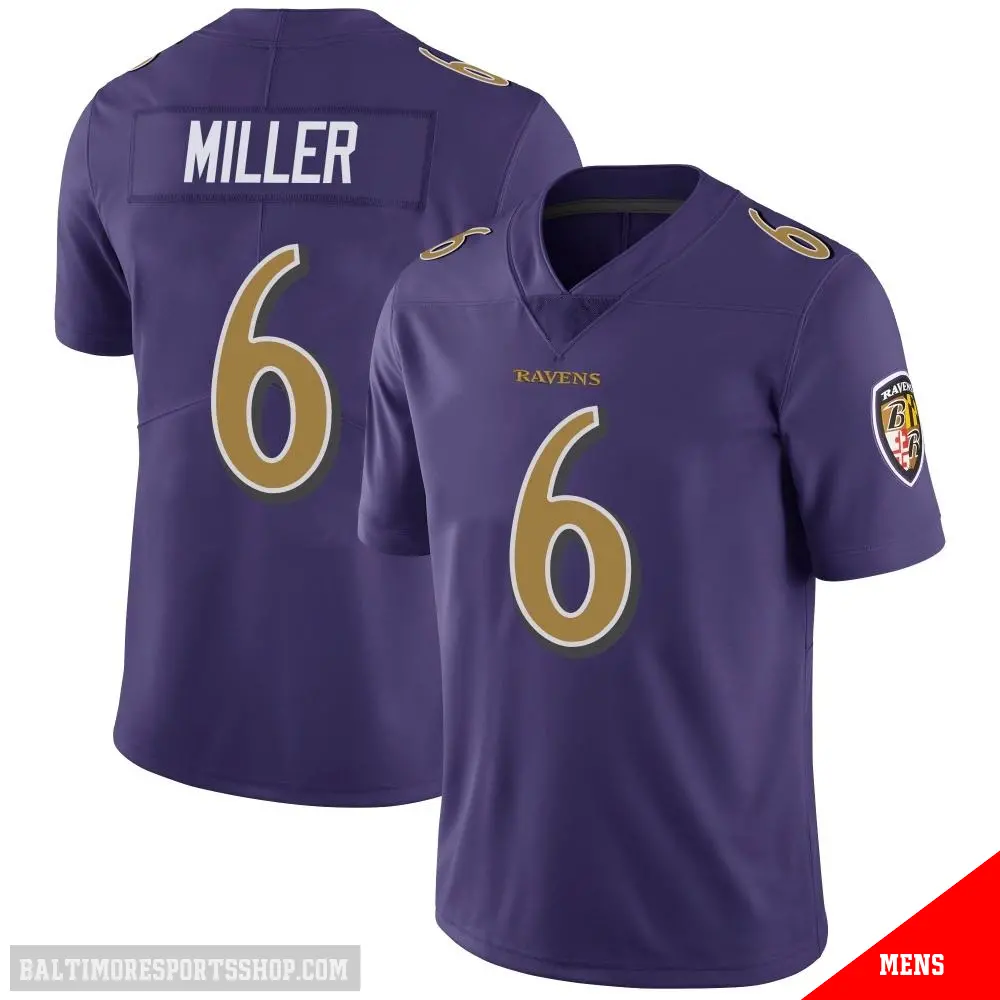 ＃6 Men's Anthony Miller Purple Limited Baltimore Ravens Color Rush Vapor Untouchable Jersey