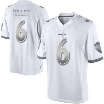 ＃6 Men's Anthony Miller White Limited Baltimore Ravens Platinum Jersey