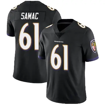 ＃61 Men's Nick Samac Black Limited Baltimore Ravens Alternate Vapor Untouchable Jersey
