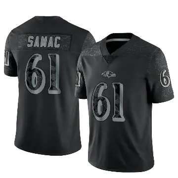 ＃61 Men's Nick Samac Black Limited Baltimore Ravens Reflective Jersey
