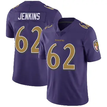 ＃62 Men's John Jenkins Purple Limited Baltimore Ravens Color Rush Vapor Untouchable Jersey