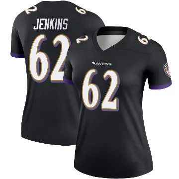 ＃62 Women's John Jenkins Black Legend Baltimore Ravens Jersey