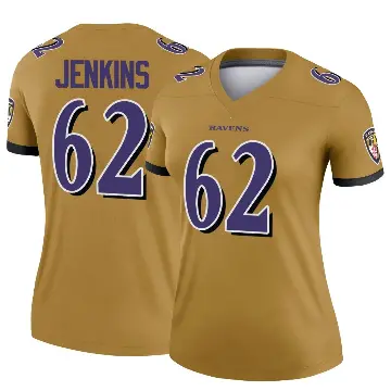 ＃62 Women's John Jenkins Gold Legend Baltimore Ravens Inverted Jersey
