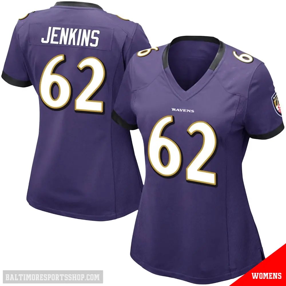 ＃62 Women's John Jenkins Purple Limited Baltimore Ravens Team Color Vapor Untouchable Jersey