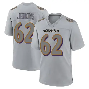 ＃62 Youth John Jenkins Gray Game Baltimore Ravens Atmosphere Fashion Jersey