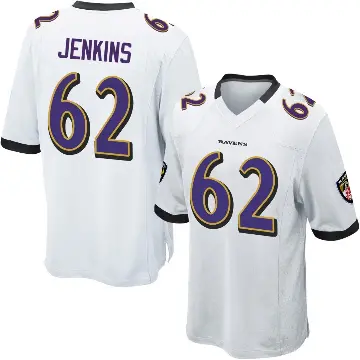 ＃62 Youth John Jenkins White Game Baltimore Ravens Jersey
