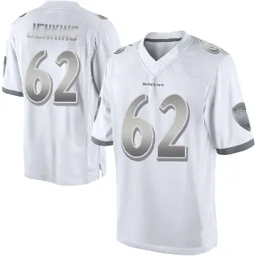 ＃62 Youth John Jenkins White Limited Baltimore Ravens Platinum Jersey