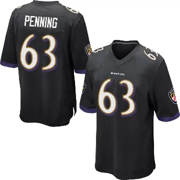 ＃63 Men's Jared Penning Black Game Baltimore Ravens Jersey