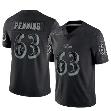 ＃63 Men's Jared Penning Black Limited Baltimore Ravens Reflective Jersey