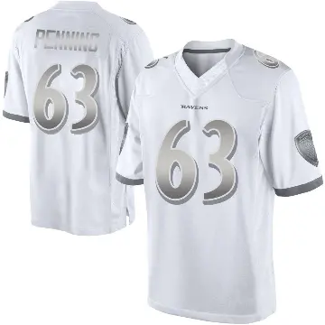 ＃63 Men's Jared Penning White Limited Baltimore Ravens Platinum Jersey