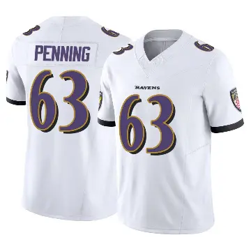 ＃63 Men's Jared Penning White Limited Baltimore Ravens Vapor F.U.S.E. Jersey