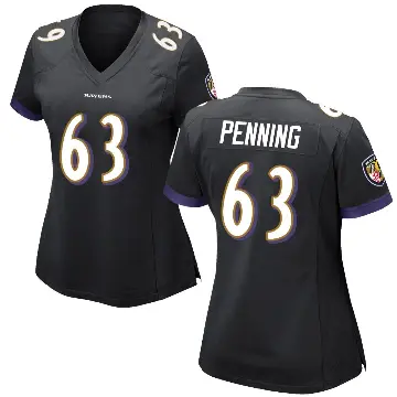＃63 Women's Jared Penning Black Game Baltimore Ravens Jersey