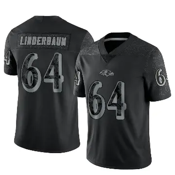 ＃64 Men's Tyler Linderbaum Black Limited Baltimore Ravens Reflective Jersey