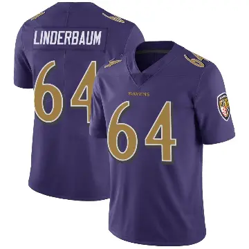 ＃64 Men's Tyler Linderbaum Purple Limited Baltimore Ravens Color Rush Vapor Untouchable Jersey