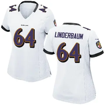 ＃64 Women's Tyler Linderbaum White Game Baltimore Ravens Jersey