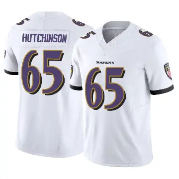＃65 Men's Ozzie Hutchinson White Limited Baltimore Ravens Vapor F.U.S.E. Jersey