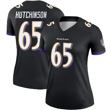 ＃65 Women's Ozzie Hutchinson Black Legend Baltimore Ravens Jersey