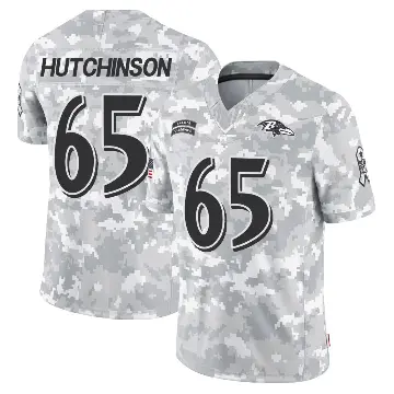 ＃65 Youth Ozzie Hutchinson Arctic Camo Limited Baltimore Ravens 2024 Salute to Service Jersey