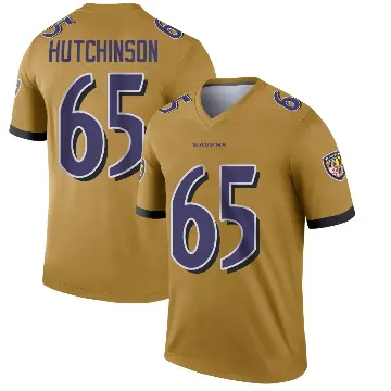 ＃65 Youth Ozzie Hutchinson Gold Legend Baltimore Ravens Inverted Jersey