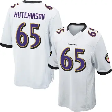 ＃65 Youth Ozzie Hutchinson White Game Baltimore Ravens Jersey