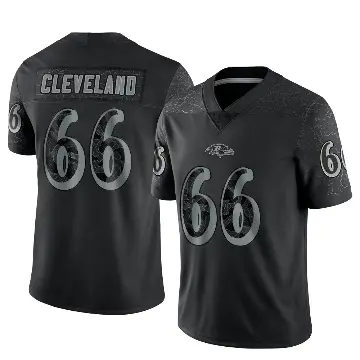 ＃66 Men's Ben Cleveland Black Limited Baltimore Ravens Reflective Jersey