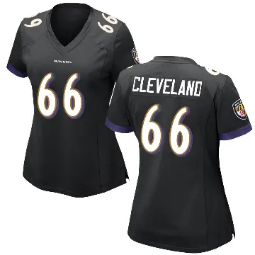 ＃66 Women's Ben Cleveland Black Game Baltimore Ravens Jersey
