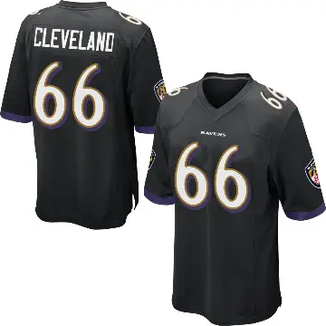 ＃66 Youth Ben Cleveland Black Game Baltimore Ravens Jersey