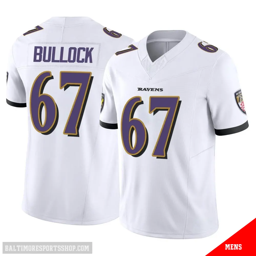 ＃67 Men's Corey Bullock White Limited Baltimore Ravens Vapor F.U.S.E. Jersey