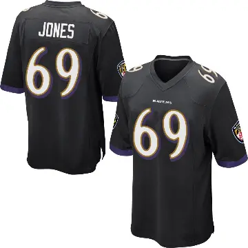 ＃69 Men's Jayson Jones Black Game Baltimore Ravens Jersey