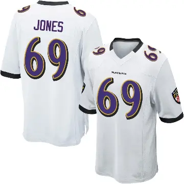 ＃69 Youth Jayson Jones White Game Baltimore Ravens Jersey