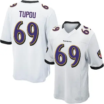 ＃69 Youth Josh Tupou White Game Baltimore Ravens Jersey