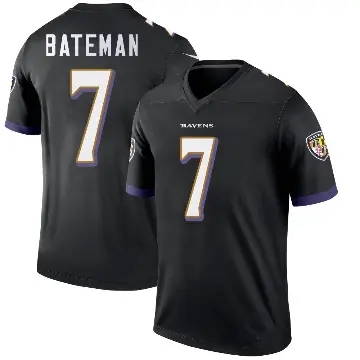 ＃7 Men's Rashod Bateman Black Legend Baltimore Ravens Jersey