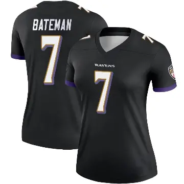 ＃7 Women's Rashod Bateman Black Legend Baltimore Ravens Jersey