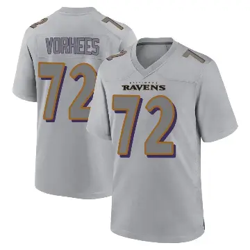 ＃72 Men's Andrew Vorhees Gray Game Baltimore Ravens Atmosphere Fashion Jersey