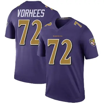 ＃72 Men's Andrew Vorhees Purple Legend Baltimore Ravens Color Rush Jersey