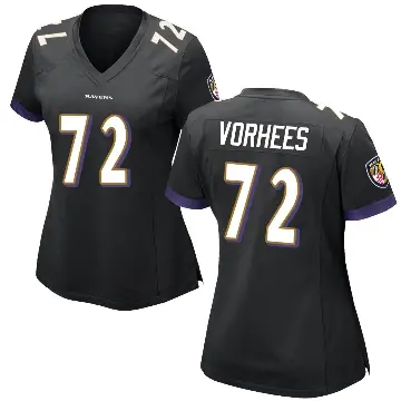 ＃72 Women's Andrew Vorhees Black Game Baltimore Ravens Jersey